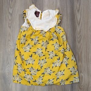 Lil Cactus 4T Little Girls floral Dress With Collar Yellow